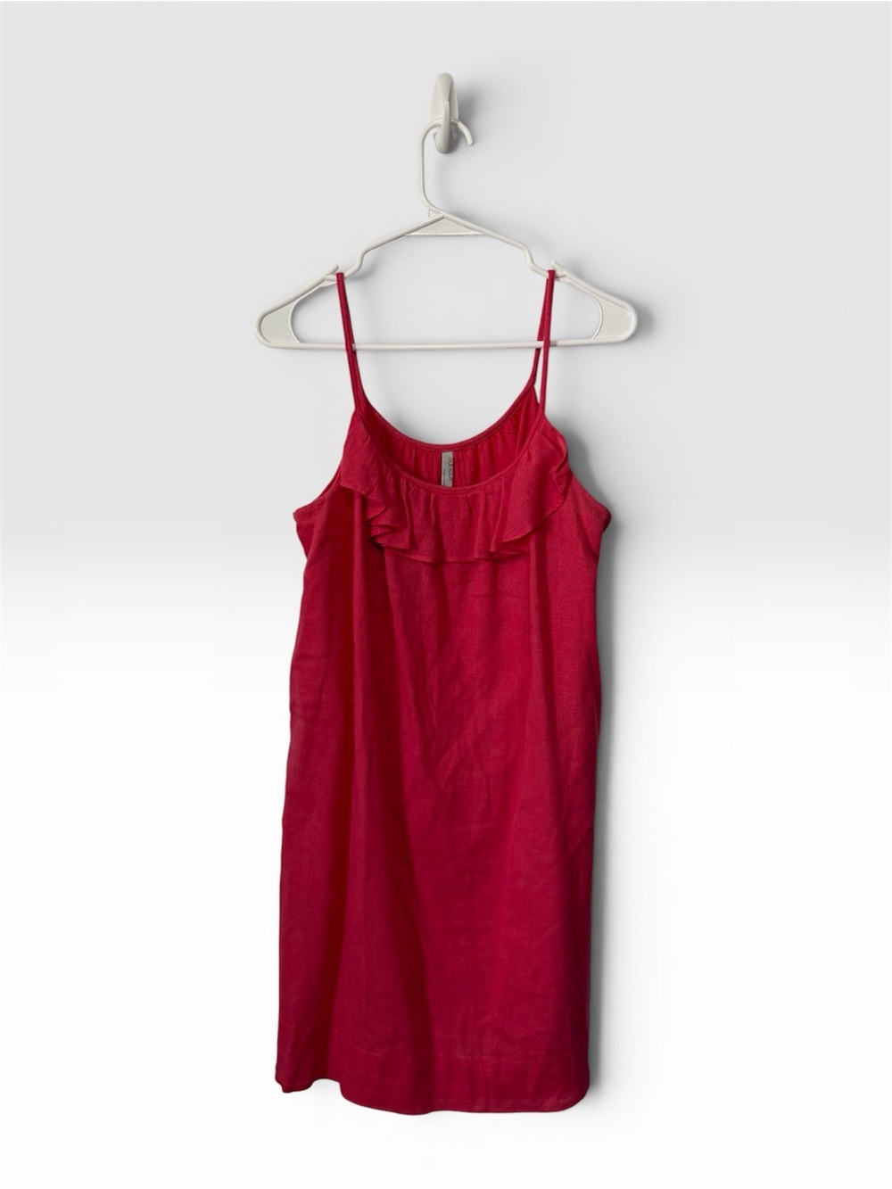 Old Navy Cotton Linen Summertime Coral Ruffle-Front Spaghetti Strap Dress Size M